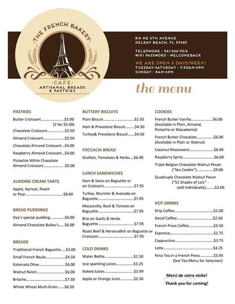 The Patisserie Menu .